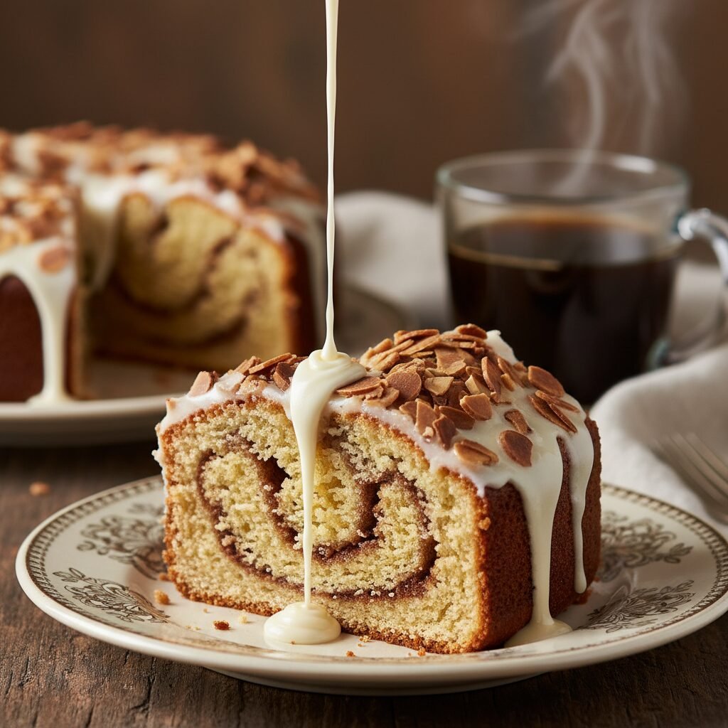 The Ultimate Moist Almond Coffee Cake with Amaretto Glaze