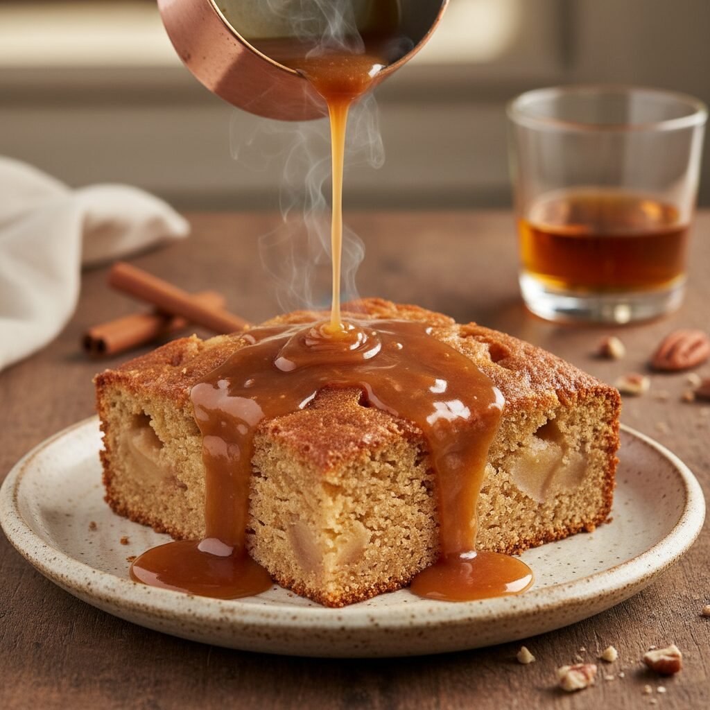 Best Ever Moist Apple Cake With Hot Buttered Rum Sauce