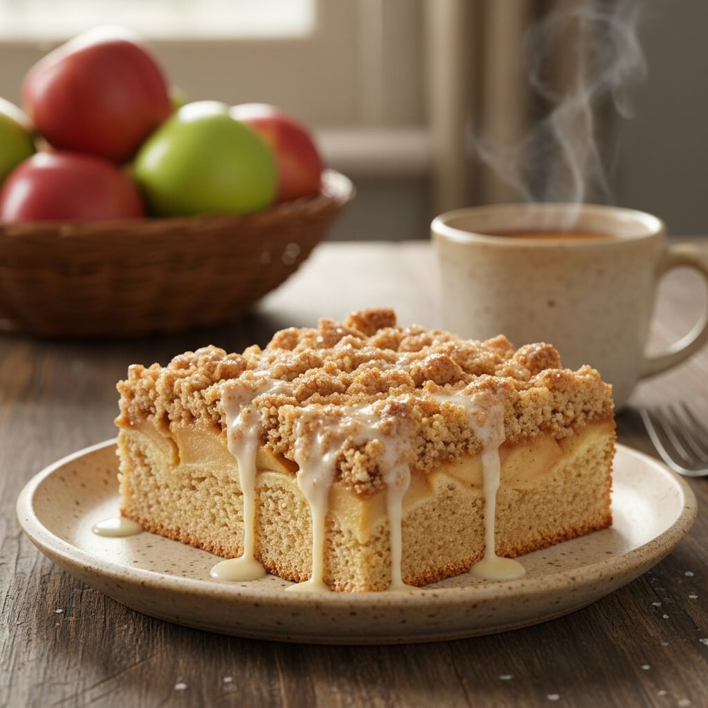 The Ultimate Moist Apple Streusel Cake with Cinnamon Vanilla Glaze