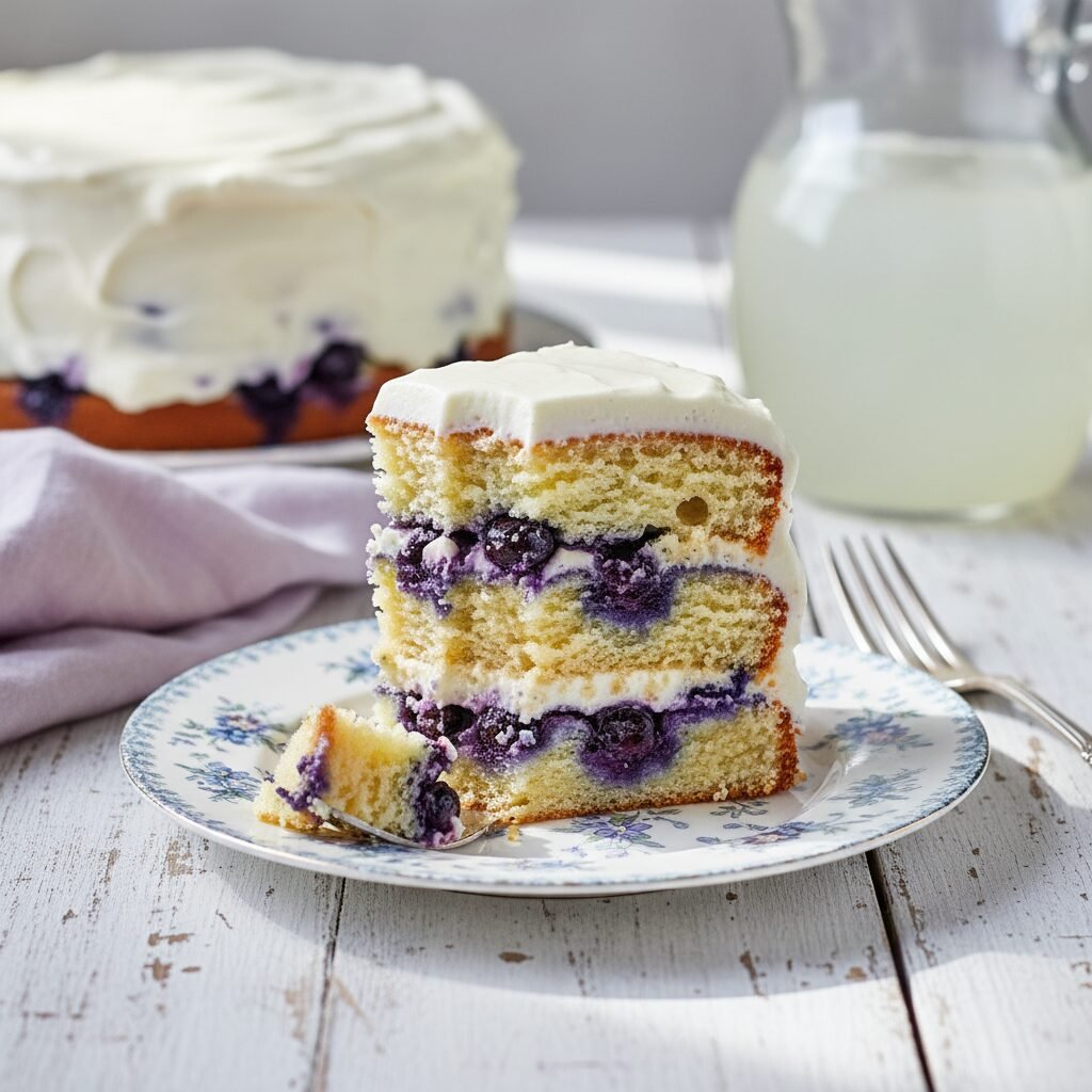 The Ultimate Moist Blueberry Layer Cake with Lemon Cream Cheese Frosting