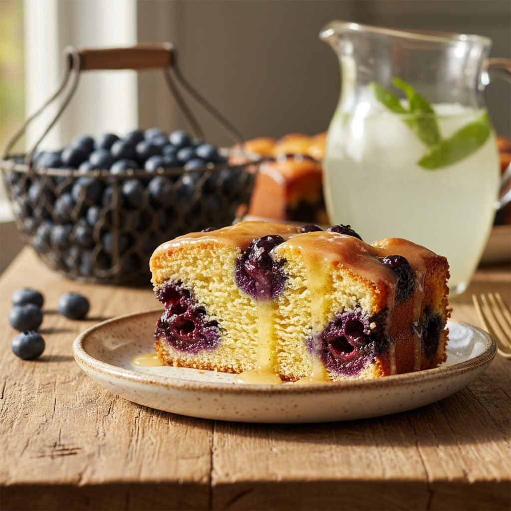 The Ultimate Moist Blueberry Sheet Cake with Lemon Glaze