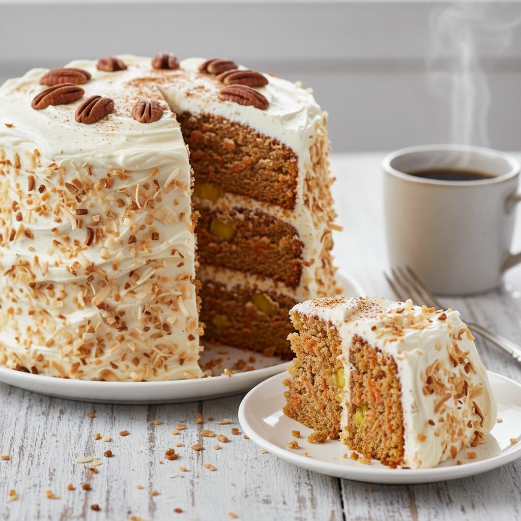 The Ultimate Moist Carrot Layer Cake with Toasted Coconut and Cream Cheese Frosting