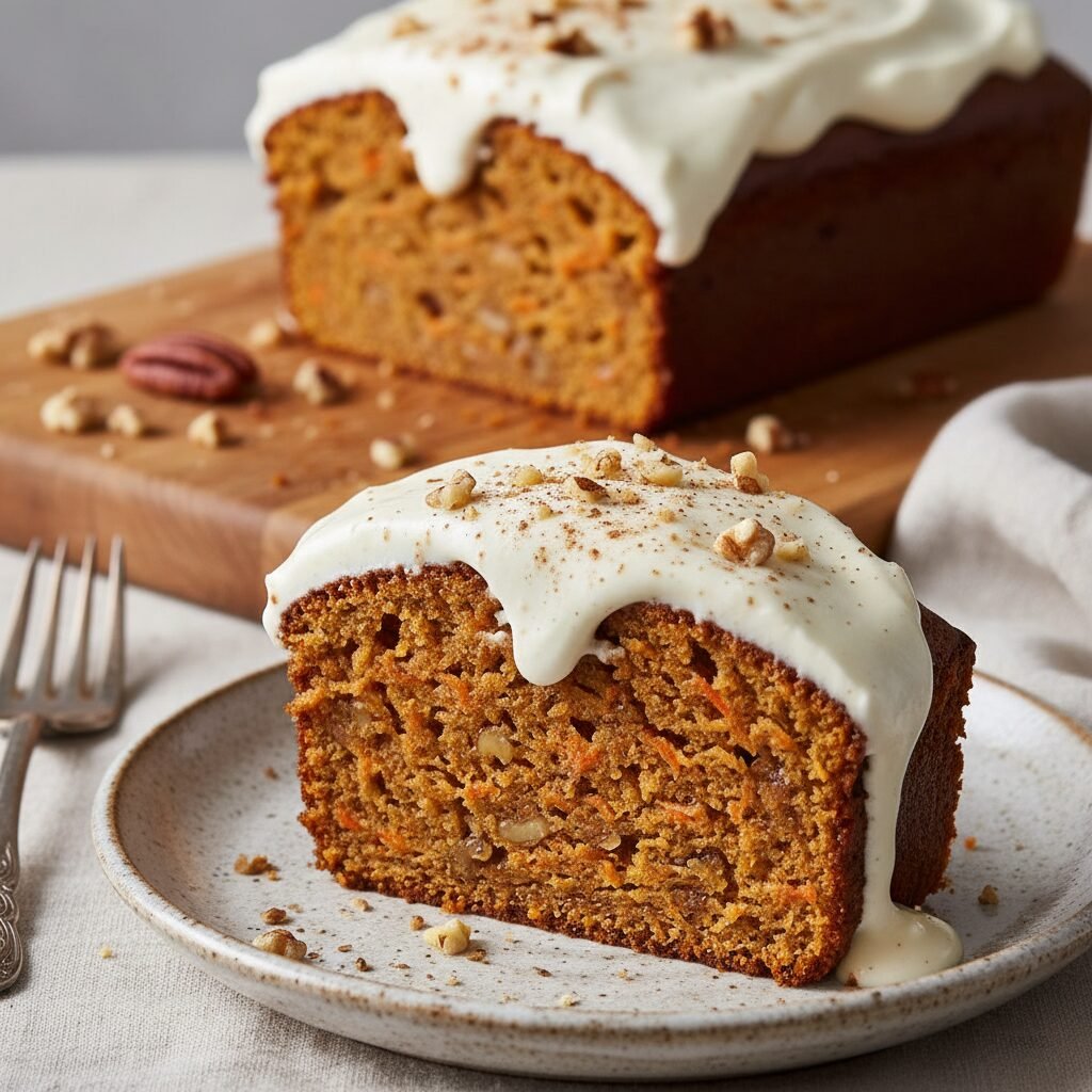 The Ultimate Moist Carrot Loaf Cake with Cream Cheese Frosting