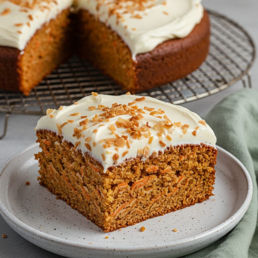The Ultimate Moist Carrot Snack Cake with Coconut & Cream Cheese Frosting