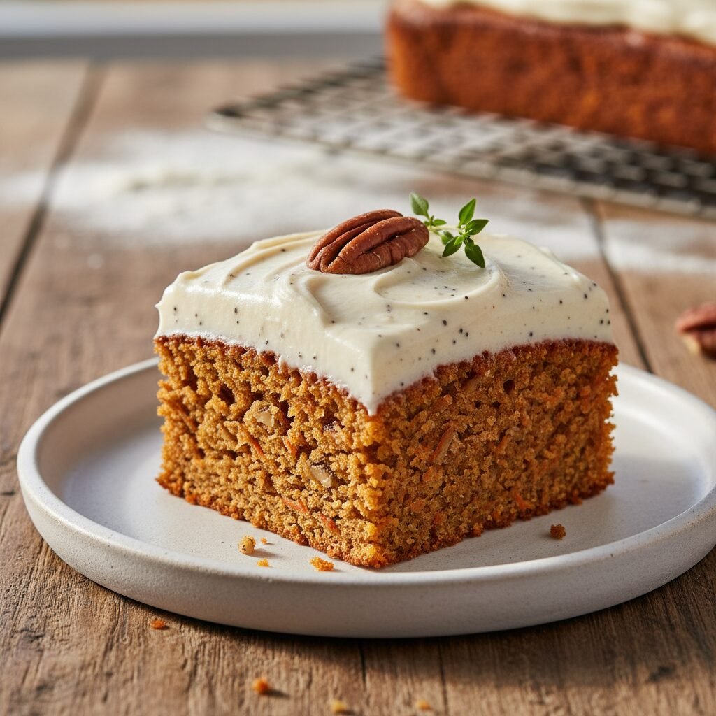 The Best Moist Carrot Snack Cake With Creamy Vanilla Bean Frosting