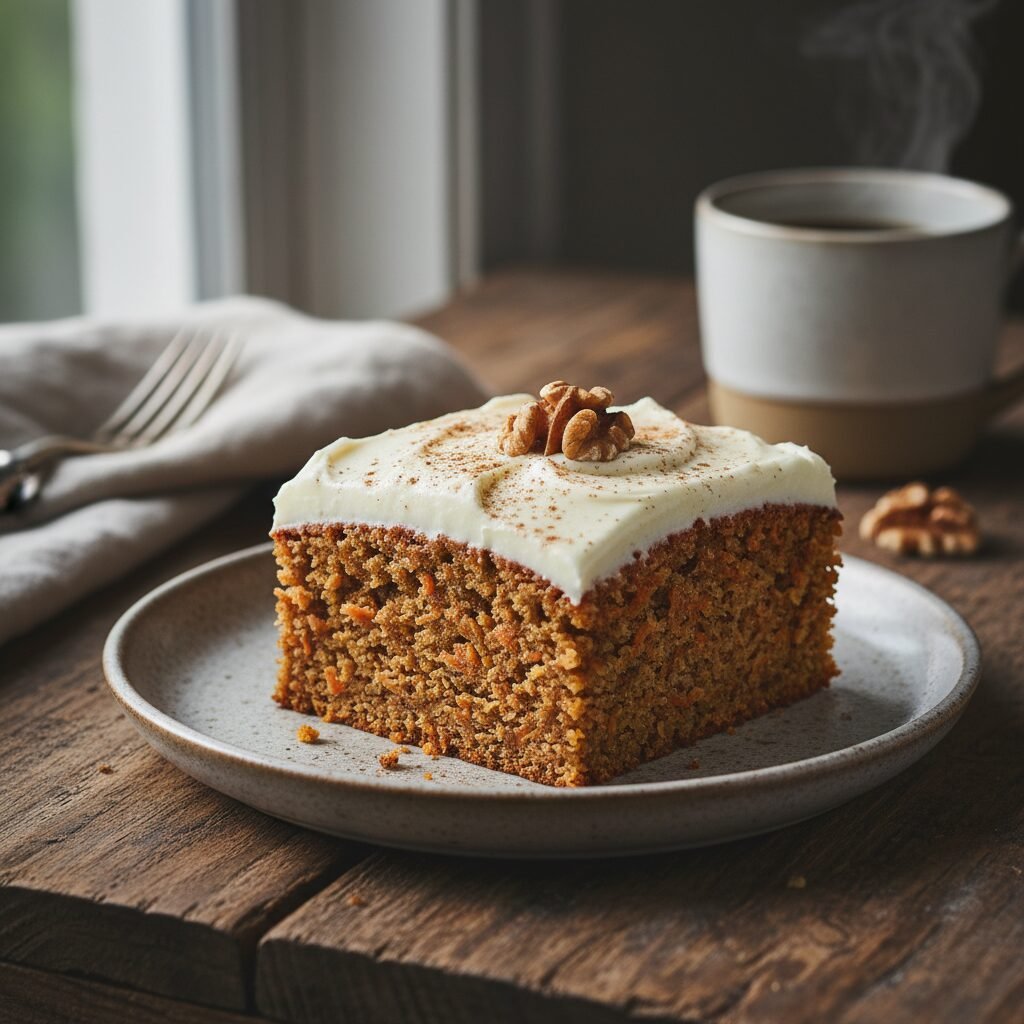 The Ultimate Moist Carrot Snack Cake with Toasted Walnuts & Cream Cheese Frosting