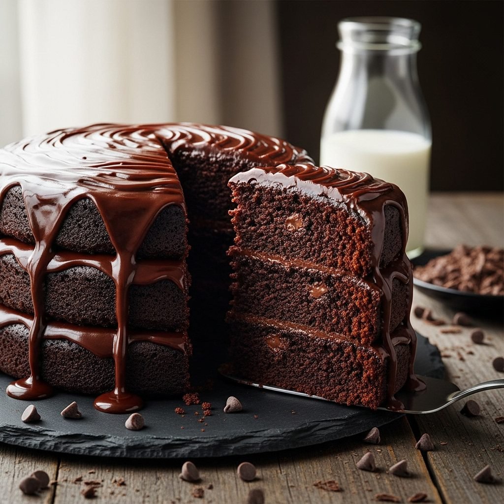 The Ultimate Moist Chocolate Fudge Cake With Chocolate Chips