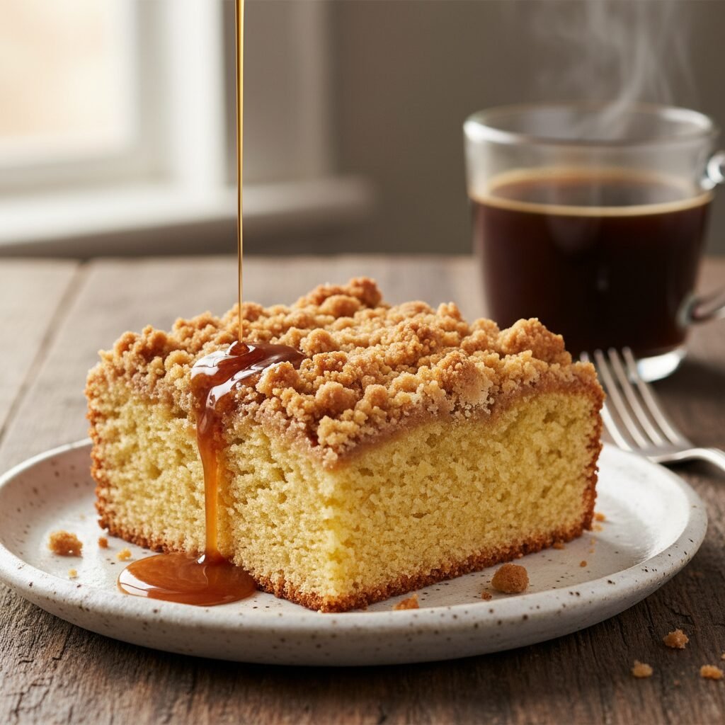 The Ultimate Moist Coffee Cake With Crumb Topping and Espresso Glaze