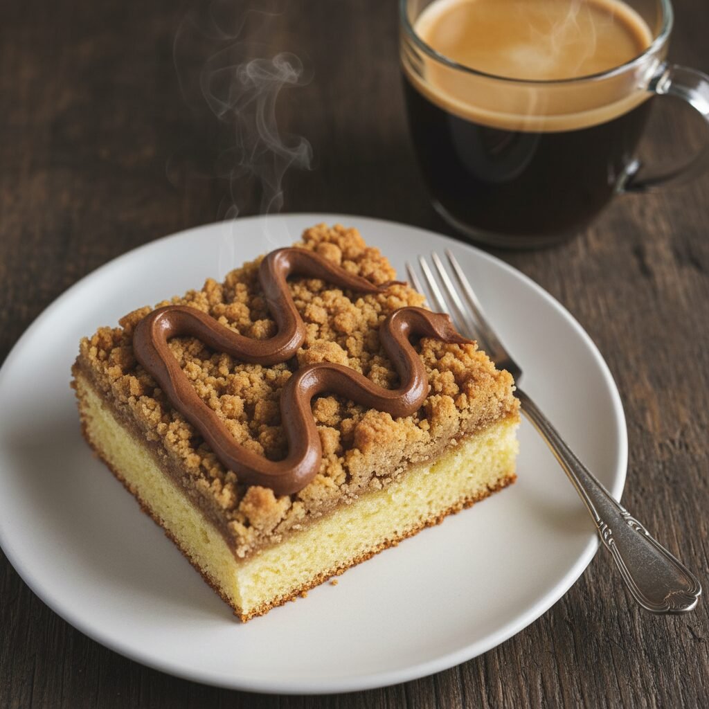 The Ultimate Moist Coffee Cake with Thick Crumb Topping and Espresso Buttercream
