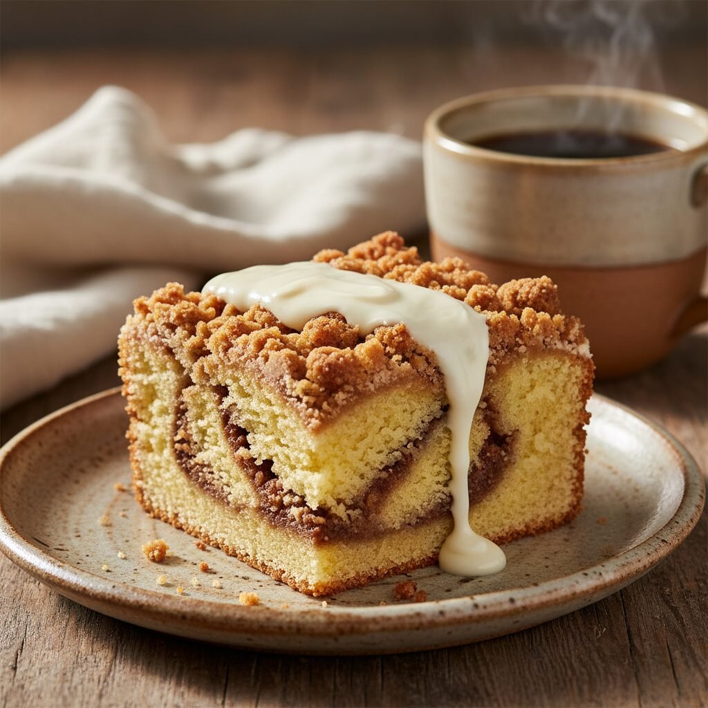 The Ultimate Moist Coffee Cake with Crunchy Crumb Topping and Creamy Mascarpone Frosting