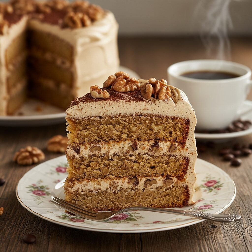 The Ultimate Moist Coffee Walnut Cake With Espresso Buttercream