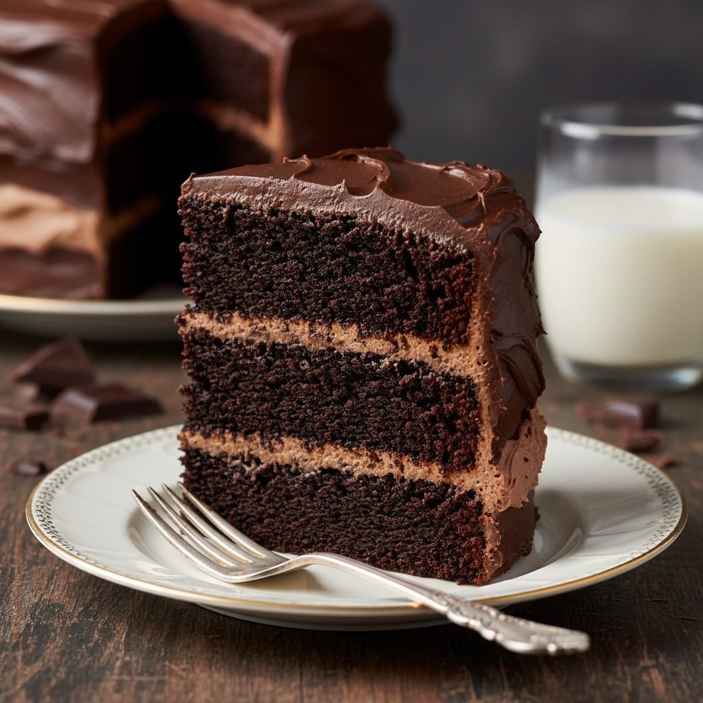 The Ultimate Moist Dark Chocolate Cake with Silky Chocolate Buttercream