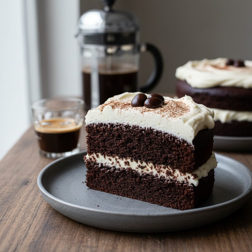 Decadent Moist Espresso Chocolate Cake With Mascarpone Frosting