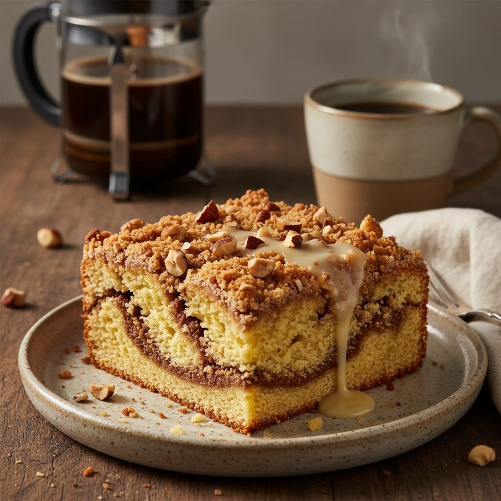 The Ultimate Moist Hazelnut Coffee Cake with Cinnamon Streusel