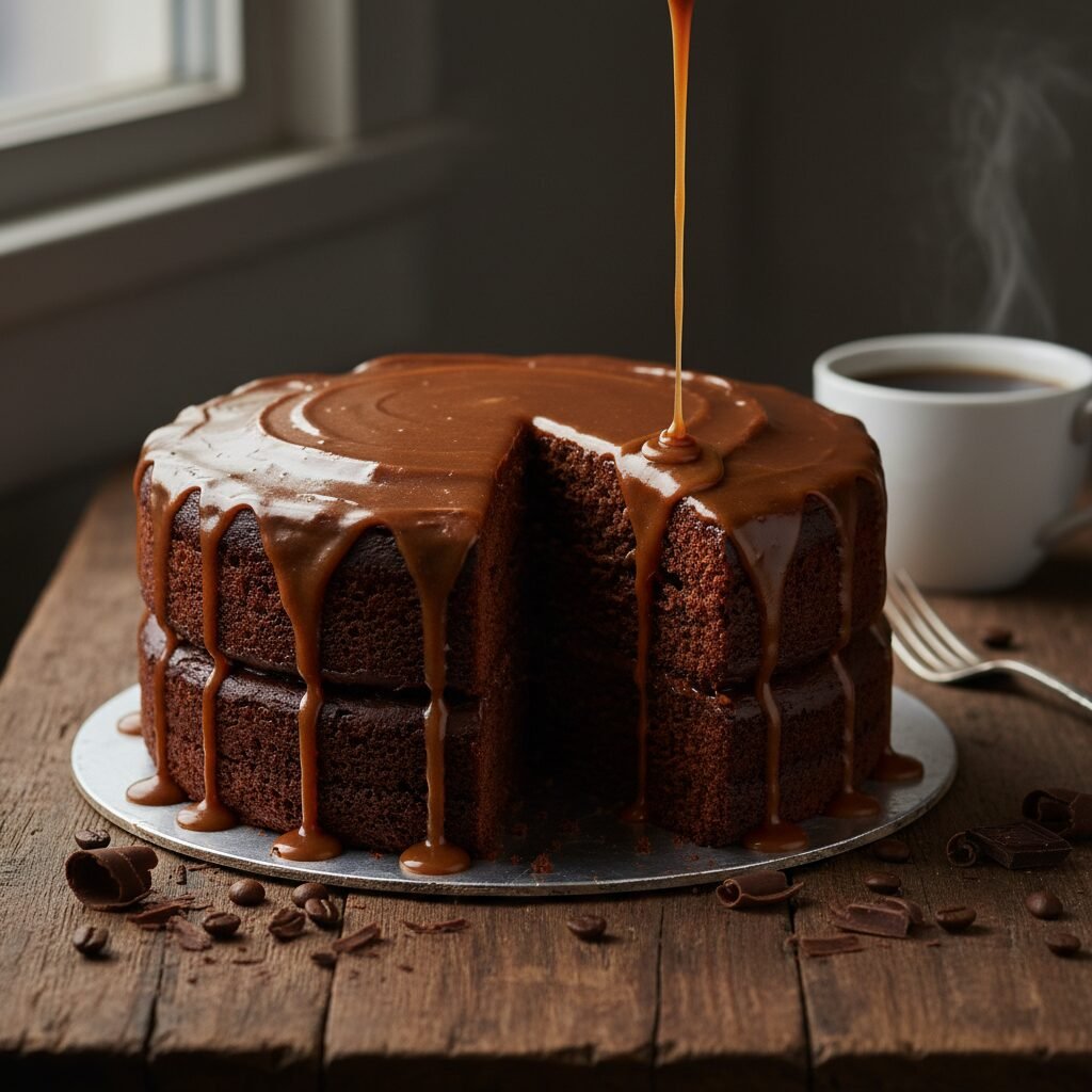 The Ultimate Moist Mocha Layer Cake With Coffee Glaze