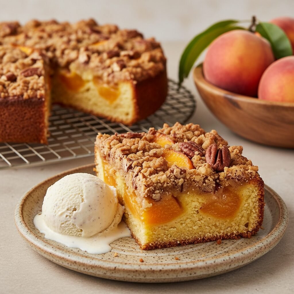 Moist Peach Cake With Pecan Crumble: The Ultimate Southern Summer Dessert