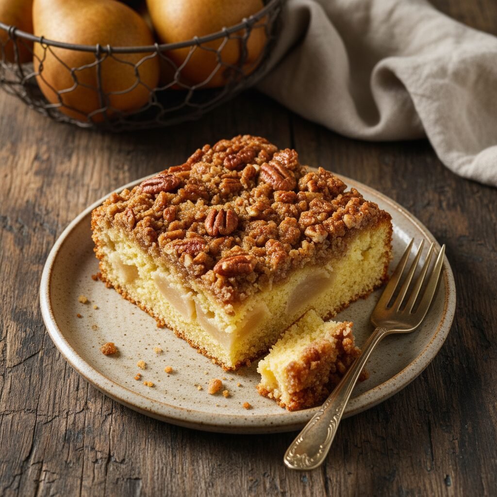 The Ultimate Moist Pear Cake With Pecan Crumble