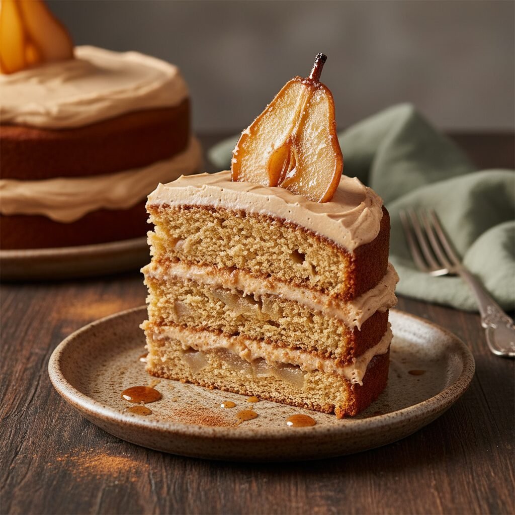 Moist Spiced Pear Layer Cake with Brown Butter Frosting