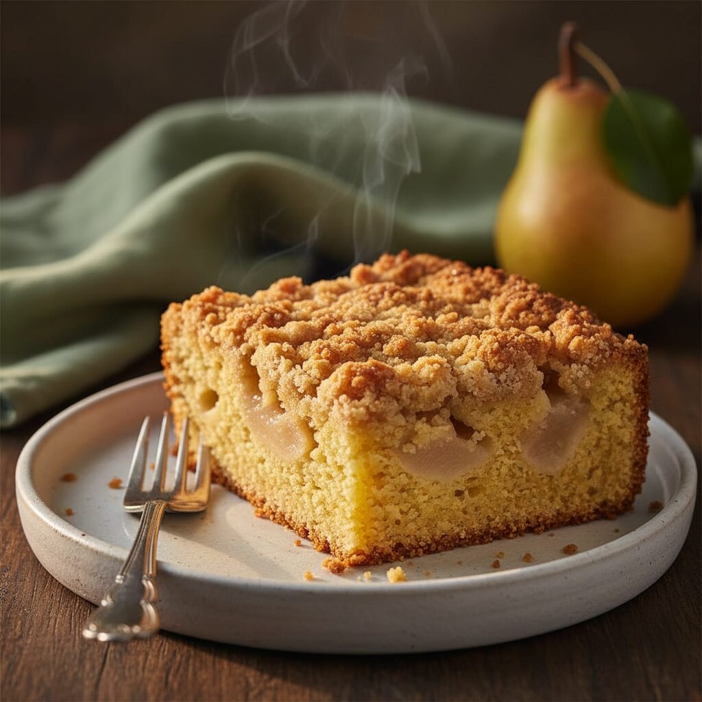 The Ultimate Moist Pear Streusel Cake with Cardamom Spiced Crumble