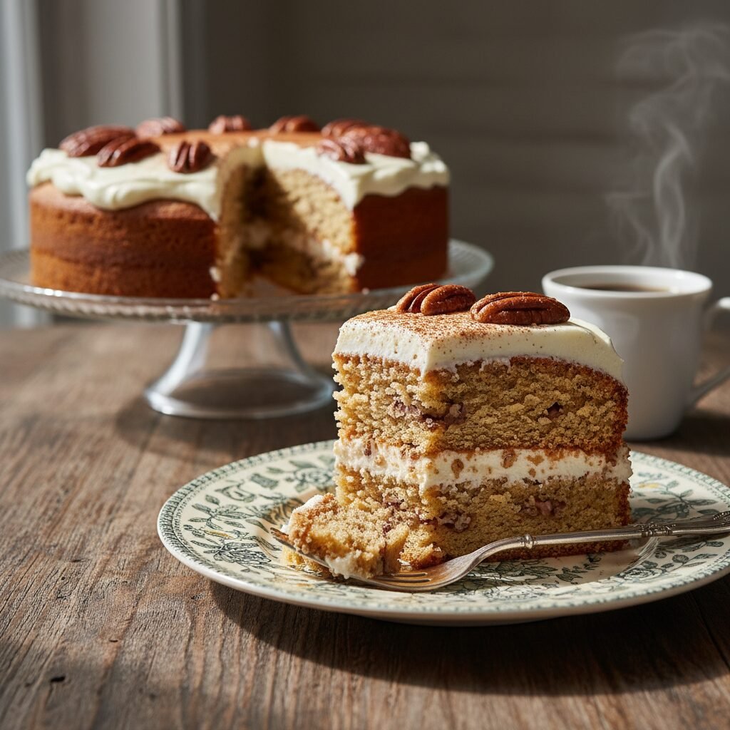 The Ultimate Moist Pecan Cake with Cream Cheese Frosting