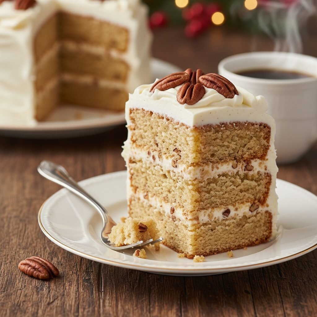 Southern Style Moist Pecan Layer Cake with Cream Cheese Frosting