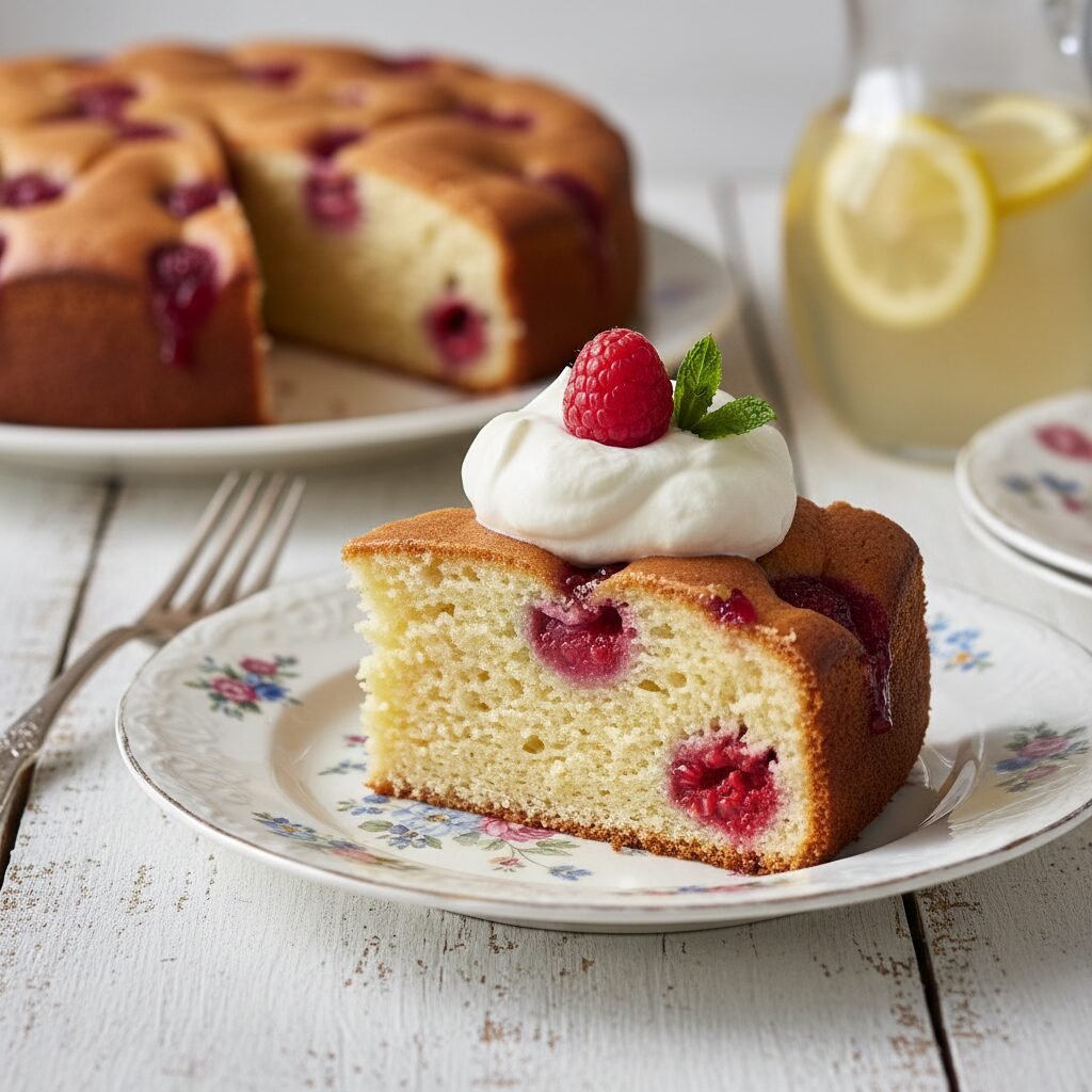 The Ultimate Moist Raspberry Cake with Cloud-Like Whipped Cream