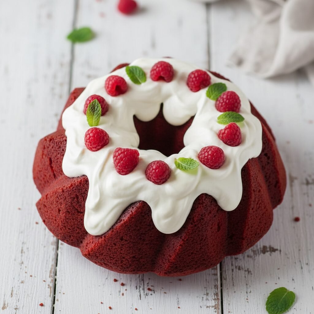 Moist Red Velvet Bundt Cake With Whipped Cream Frosting Recipe