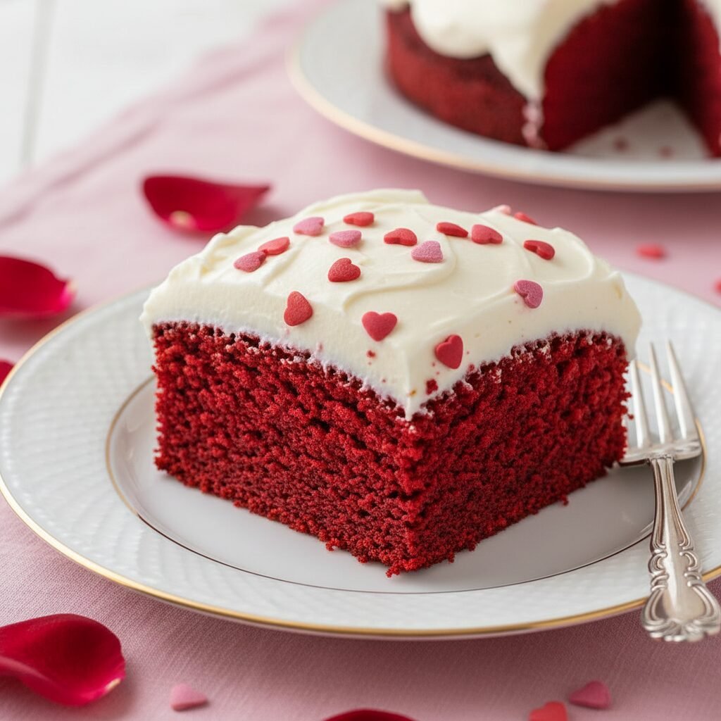 The Ultimate Moist Red Velvet Sheet Cake For Valentine's Day
