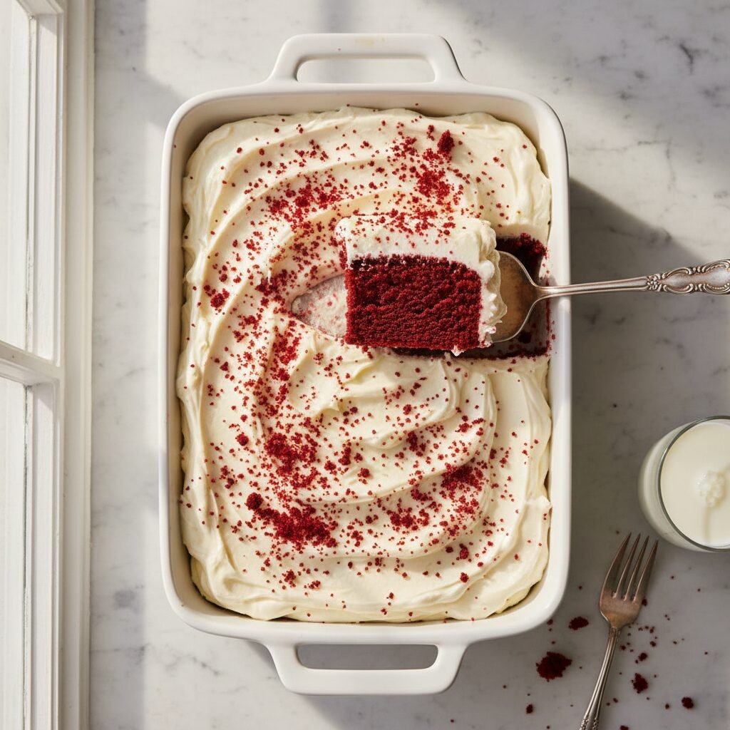 The Ultimate Moist Red Velvet Sheet Cake with Cream Cheese Frosting