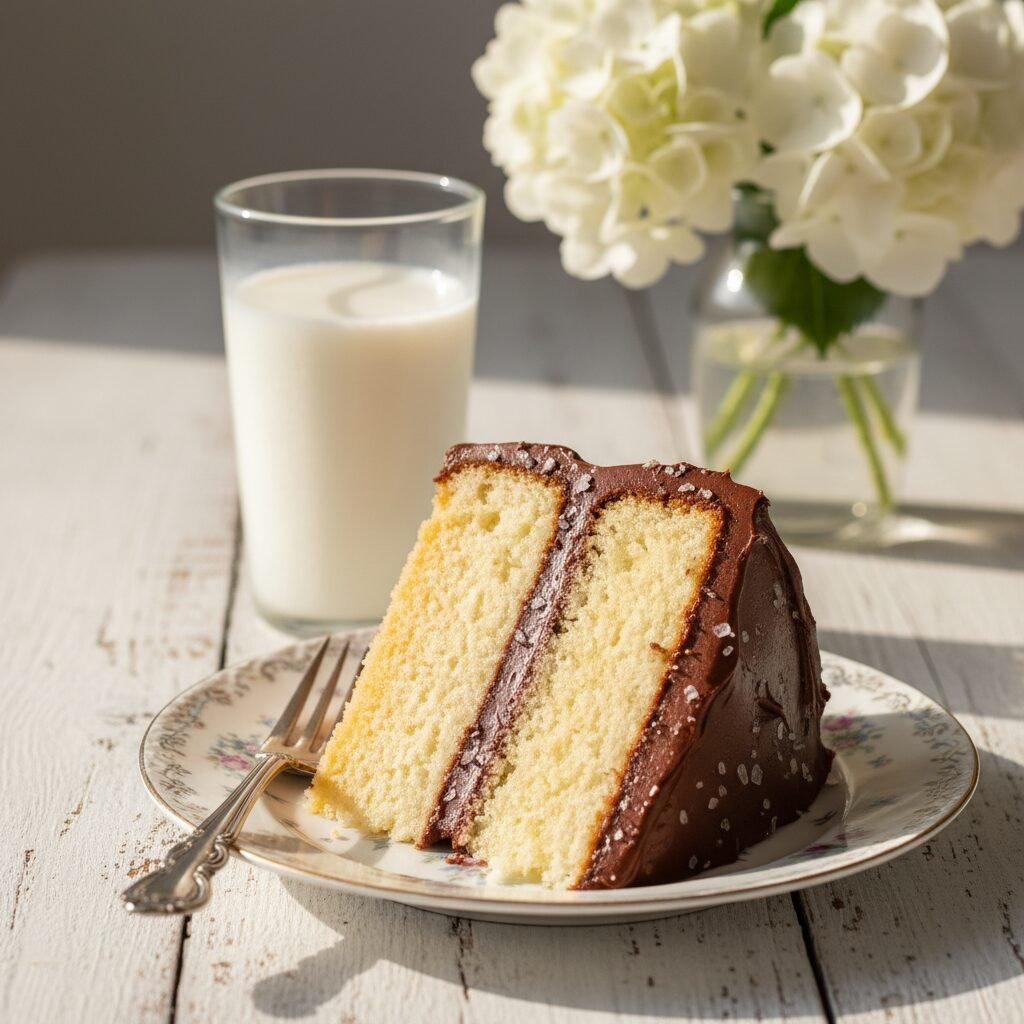 The Ultimate Moist Vanilla Layer Cake with Fudgy Chocolate Frosting