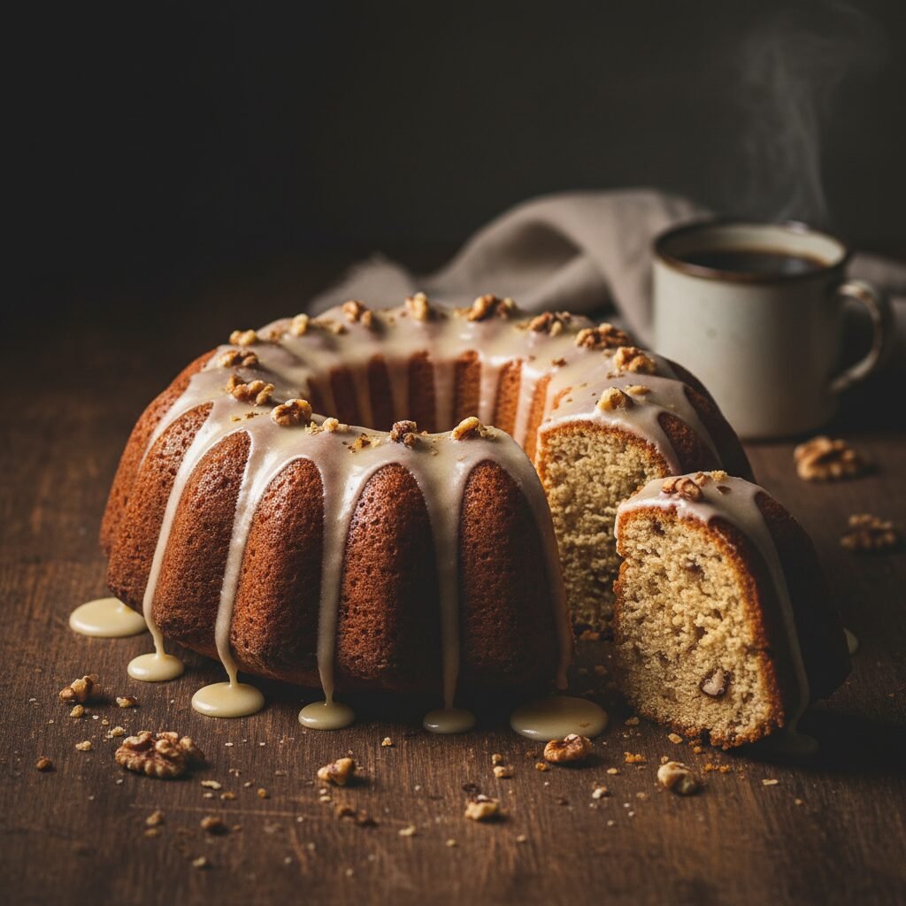 The Ultimate Moist Walnut Bundt Cake with Maple Glaze