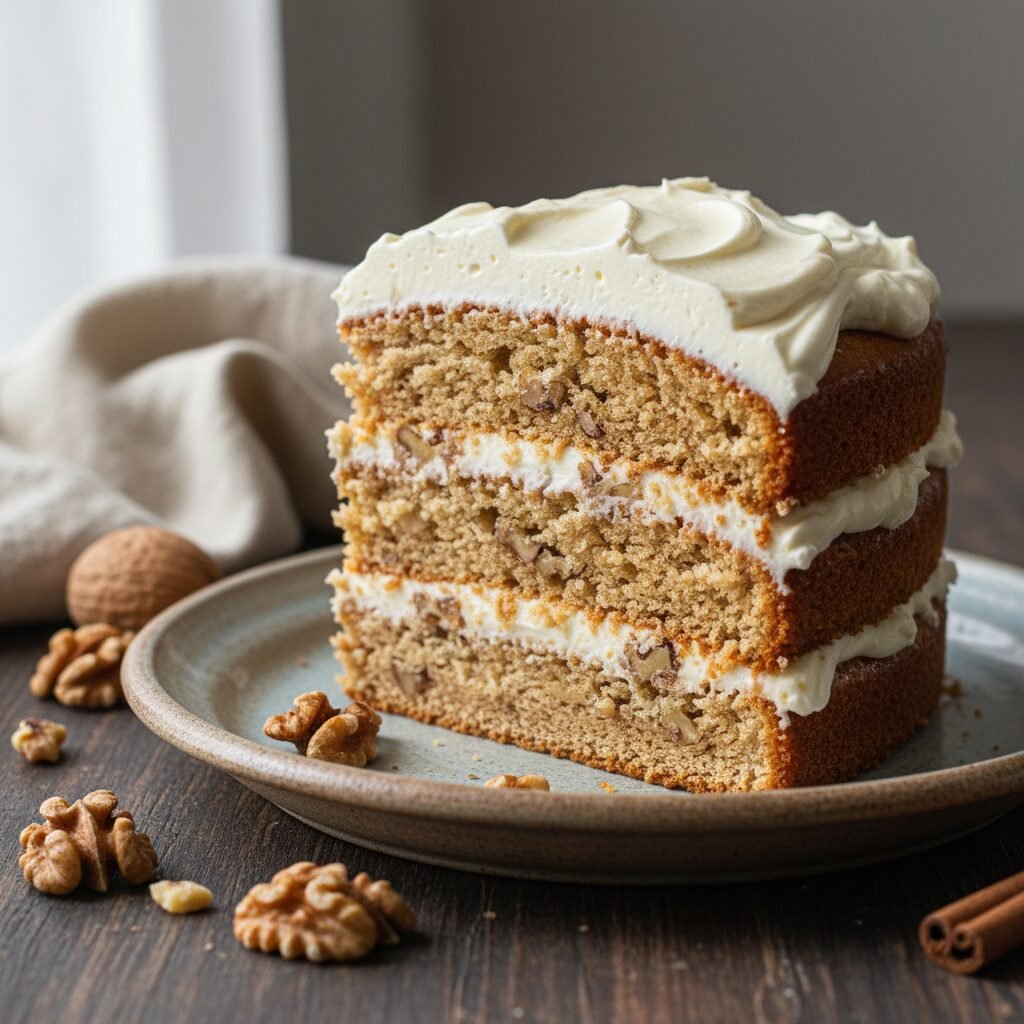 The Ultimate Moist Walnut Cake With Tangy Cream Cheese Frosting