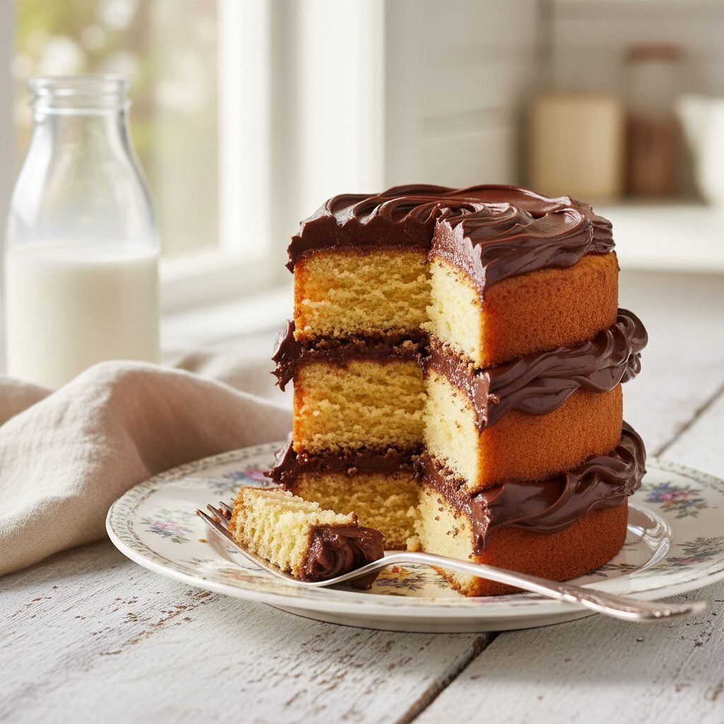 The Ultimate Moist Yellow Layer Cake With Rich Chocolate Fudge Frosting